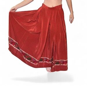 Vintage Linda Allard Ellen Tracy 100% Silk Maxi Skirt 10 Holiday Pleated Ankara